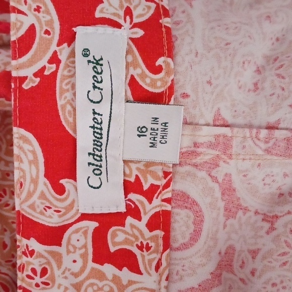 Coldwater Creek Orange Paisley Print Cargo Capris - Picture 4 of 7